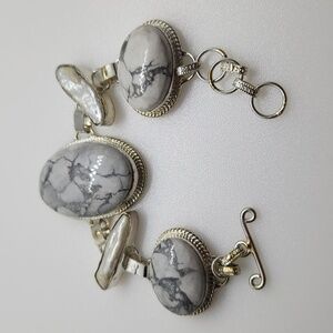 Nwot! Jasper & river pearl sterling bracelet